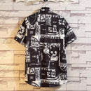 Men's Casual Print Short Sleeveed Shirt - AM APPAREL