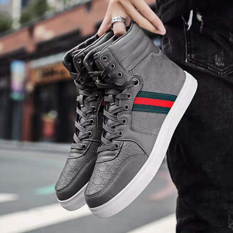 Men's Casual PU Leather Sneakers - AM APPAREL