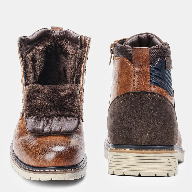 Men's Comfortable PU Leather Non-Slip Winter Boots - AM APPAREL