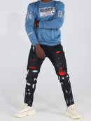 Men's Distressed Slim Fit Patchwork Jeans - AM APPAREL