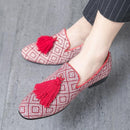 Men's Embroidered Tassel Loafers - AM APPAREL