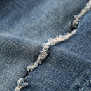 Men's Embroidery Distressed Loose Fit Jeans - AM APPAREL