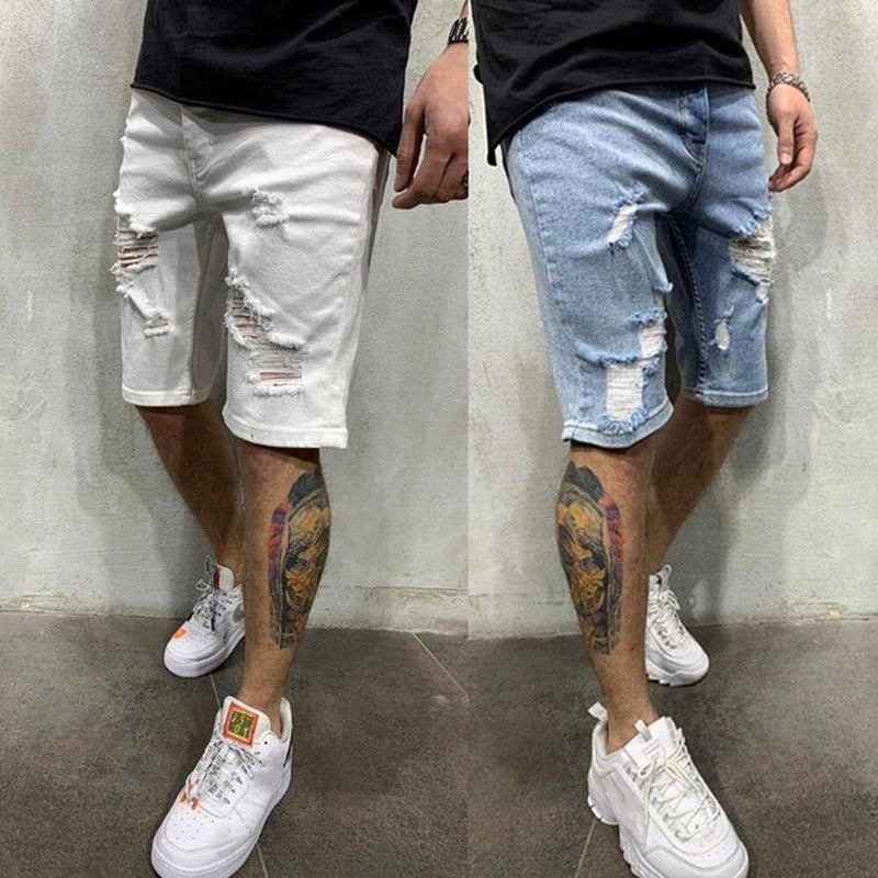 Men's Fashion Casual Slim Fit Stretchy Short Jeans - AM APPAREL