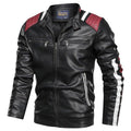 Men's Faux Leather Casual Stand Collar Jacket - AM APPAREL
