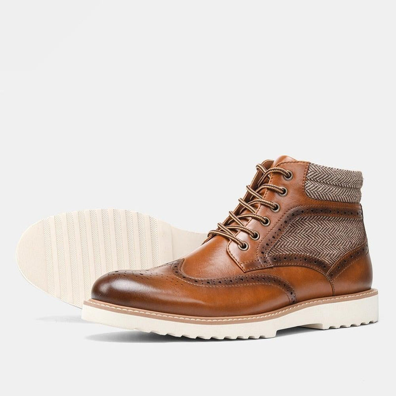 Men's Flat Platform Faux Leather Ankle Boots - AM APPAREL