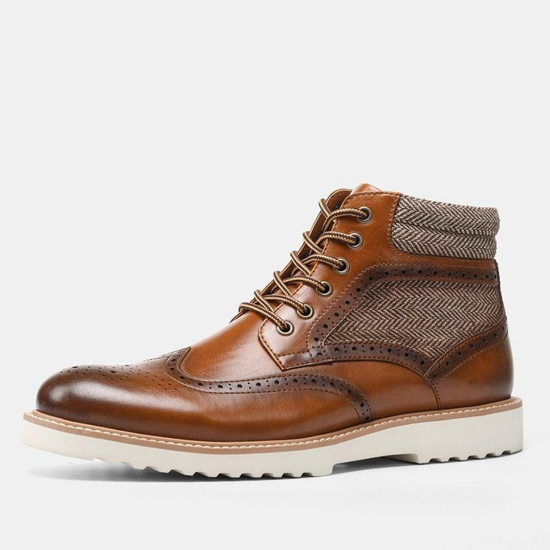 Men's Flat Platform Faux Leather Ankle Boots - AM APPAREL