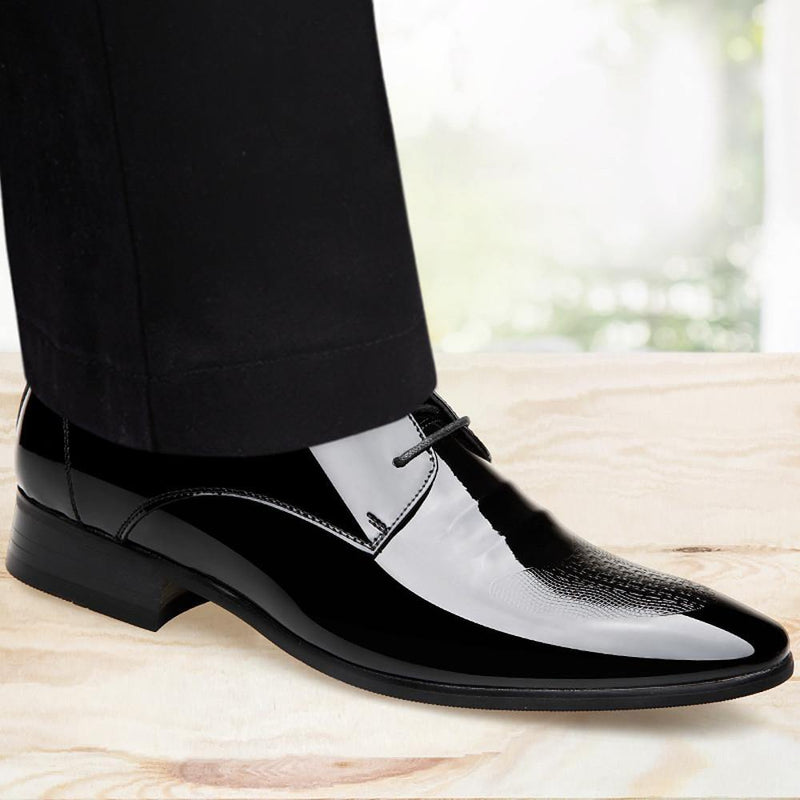 Men's Formal Patent Leather Spring Oxfords Shoes - AM APPAREL