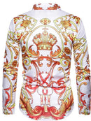 Men's Geometric Gold/White Light Weight Print Shirt - AM APPAREL
