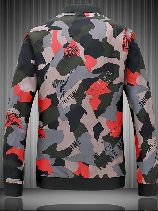 Men's Geometric Printed Zip Polyester Jacket - AM APPAREL