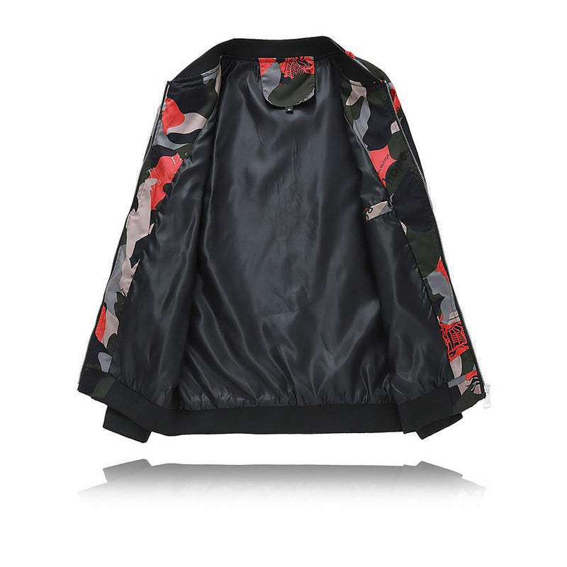 Men's Geometric Printed Zip Polyester Jacket - AM APPAREL