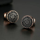 Men's Gold Color Round Stud Earrings - AM APPAREL