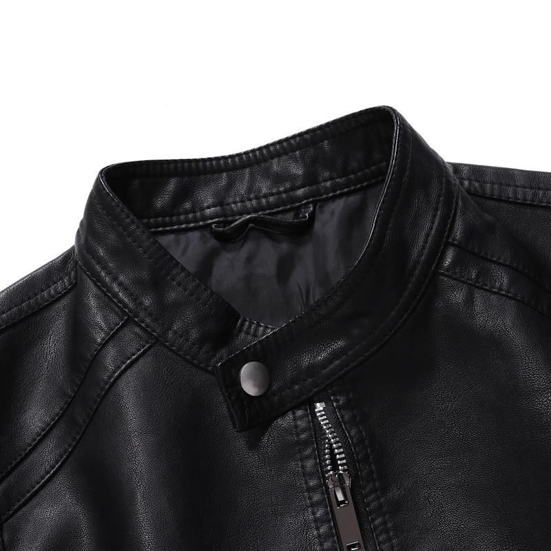 Men's Hooded Faux Leather Jacket - AM APPAREL