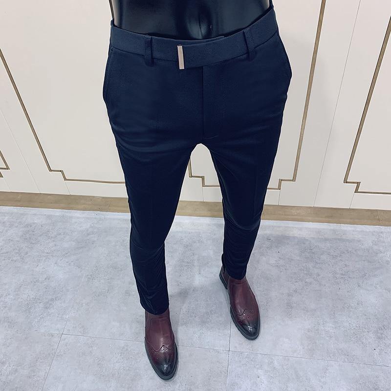 Men's Korean Style Slim Fit Business Ankle Length Pants - AM APPAREL