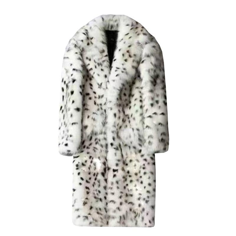 Men's Leopard Print Faux Fur Winter Coat - AM APPAREL