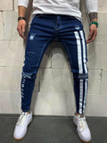 Men's Light Weight Slim Fit Striped Jeans - AM APPAREL