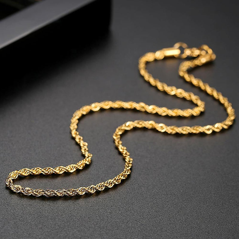Men's Long Fashion Necklace - Gold Color - AM APPAREL