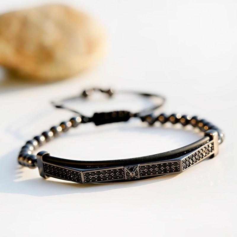 Men's Luxury Black Zircon Bracelets - AM APPAREL