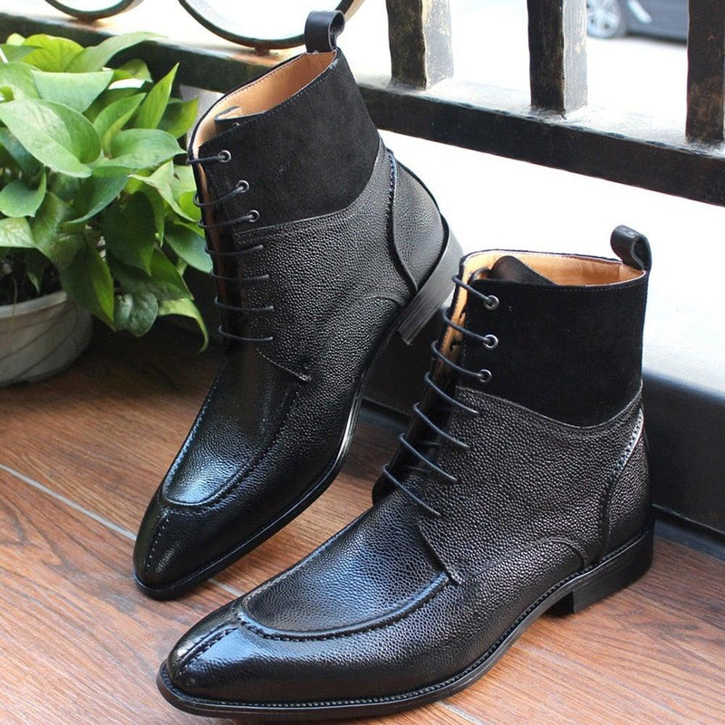 Men's Luxury High Top Genuine Leather Western Boot - AM APPAREL