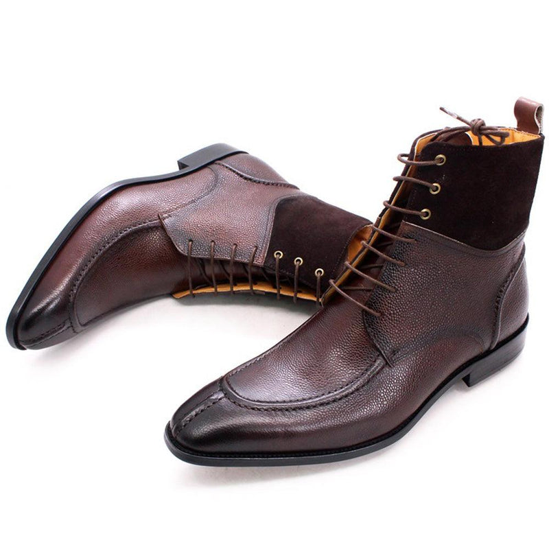 Men's Luxury High Top Genuine Leather Western Boot - AM APPAREL