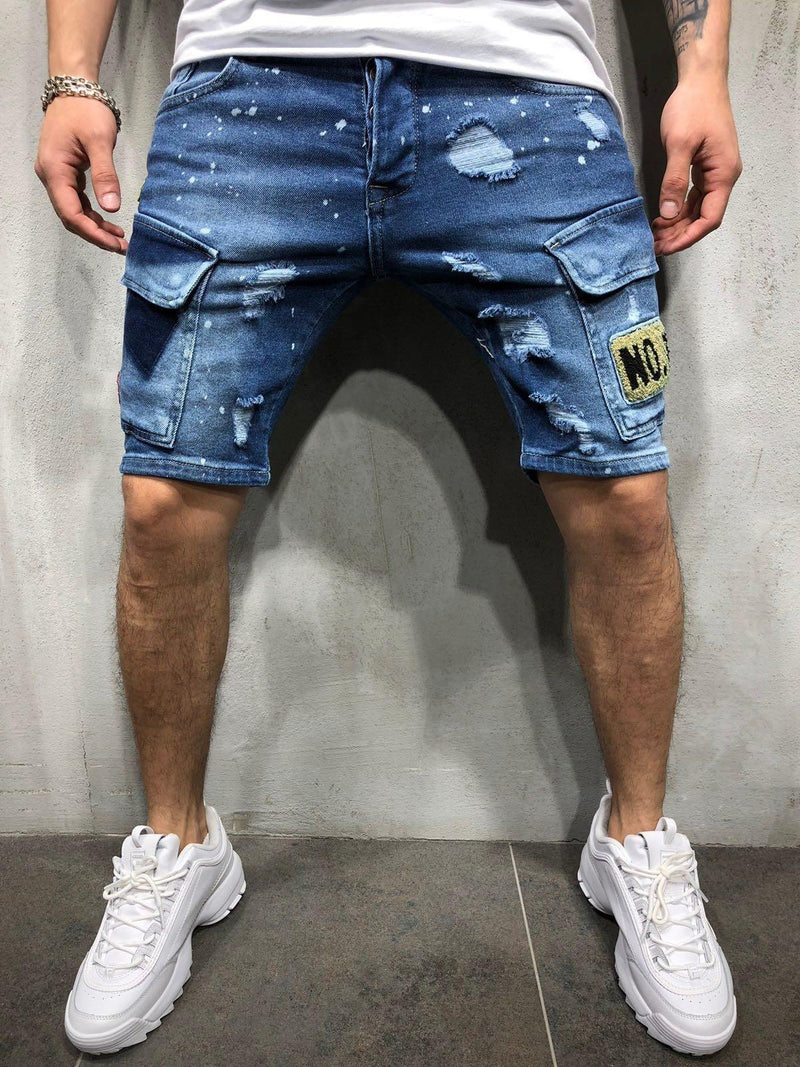 Men's New Distressed Side Pocket Denim Shorts - AM APPAREL