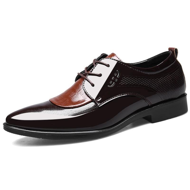 Men's Pointed Toe Lace Up Business Shoes - AM APPAREL