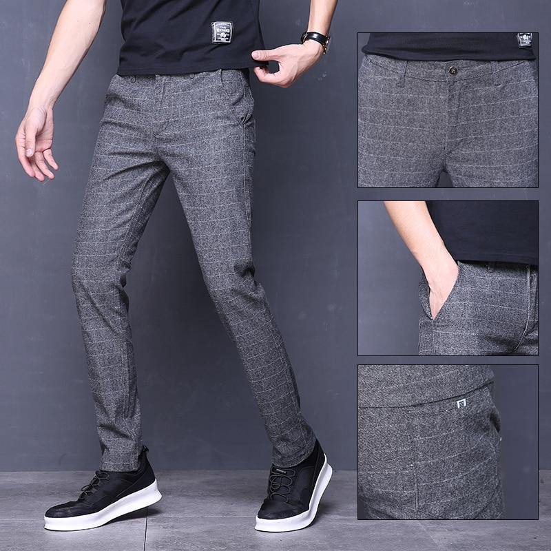 Men's Regular Fit Formal Suit Plaid Pants - AM APPAREL