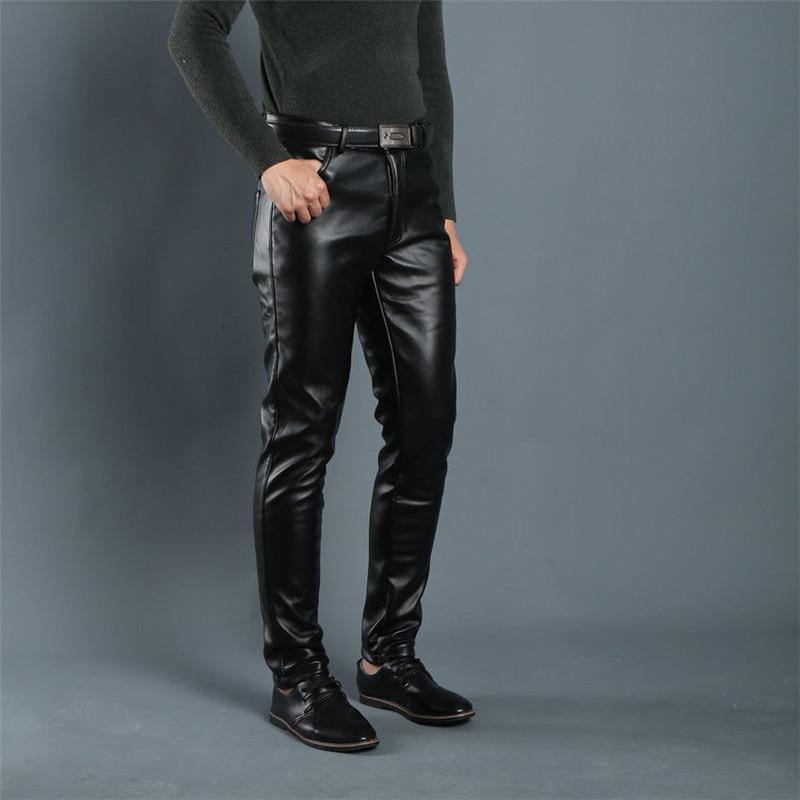 Men's Regular Fit Light Weight Faux Leather Pants