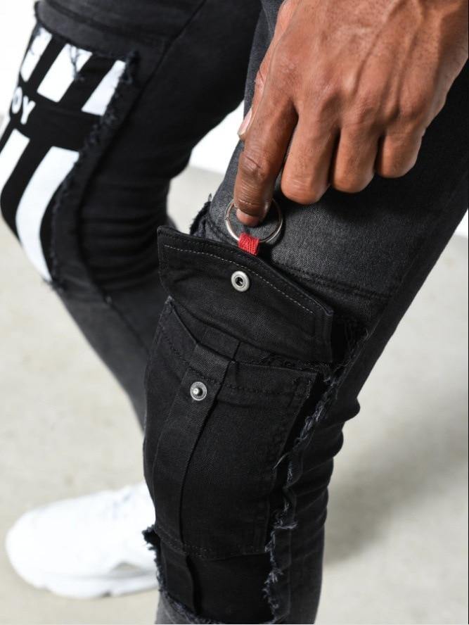 Men's Slim Fit Distressed Stretch Jeans - AM APPAREL