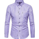 Men's Slim Fit Striped Polyester Shirt - AM APPAREL