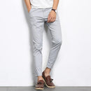 Men's Solid Color Straight Ankle-Length Pants - AM APPAREL