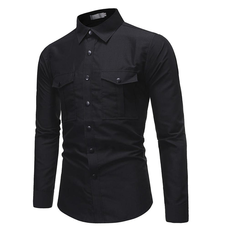 Men's Solid Colored Side Pocket Shirt - AM APPAREL