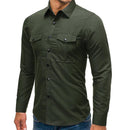 Men's Solid Colored Side Pocket Shirt - AM APPAREL
