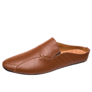 Men's Split Faux Leather Backless Loafers - AM APPAREL