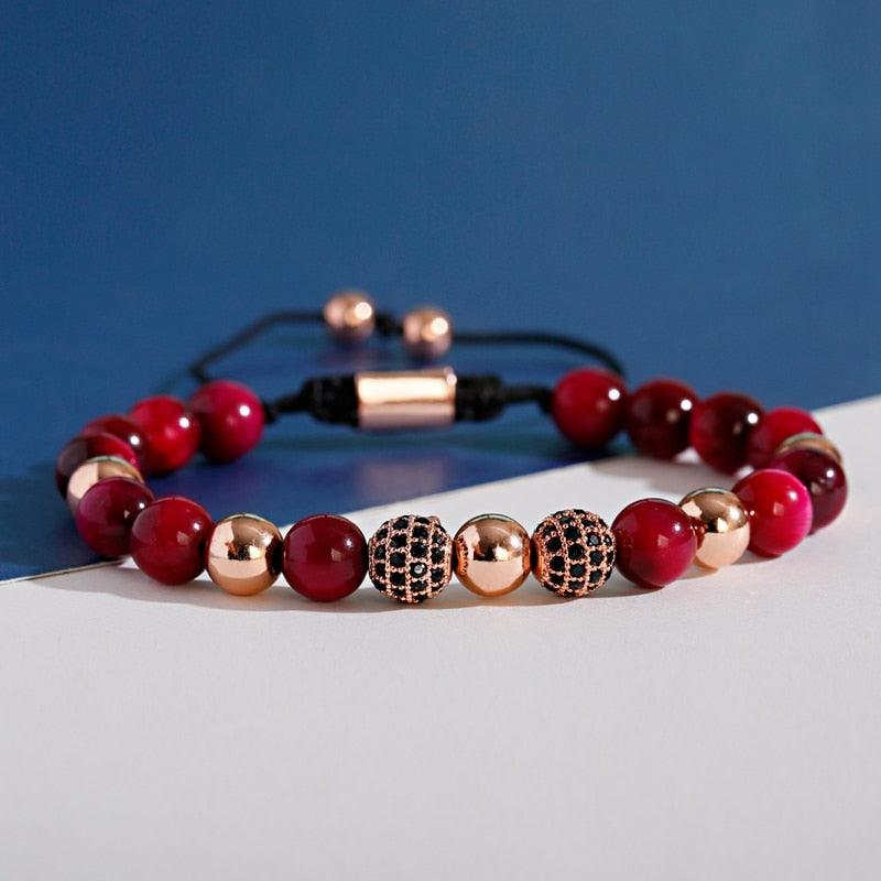 Men's Tiger Eyes Beads Weaving Bracelet - AM APPAREL