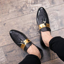 MESC Men's Formal PU Leather Glitter Loafers - AM APPAREL