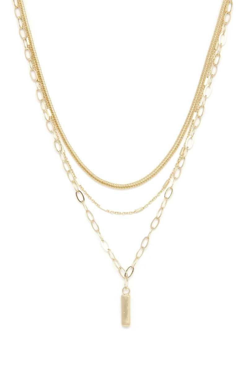 Metal Bar Oval Link Layered Neclace - AM APPAREL