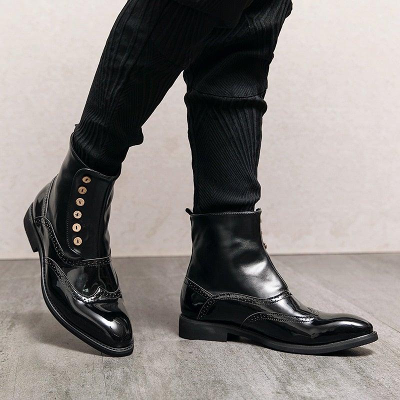 MISALWA Men's Italian Designer PU Leather Boots - AM APPAREL