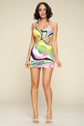 Multi Color Dress With Front Cut Out - AM APPAREL