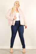 Plus Size Faux Fur Jackets With Open Front And Loose Fit - AM APPAREL