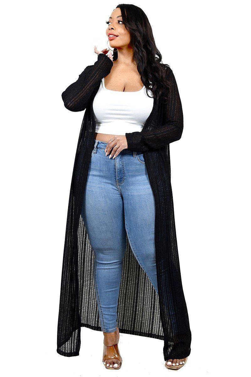 Plus Size Light Weight Knitted Cardigan - AM APPAREL