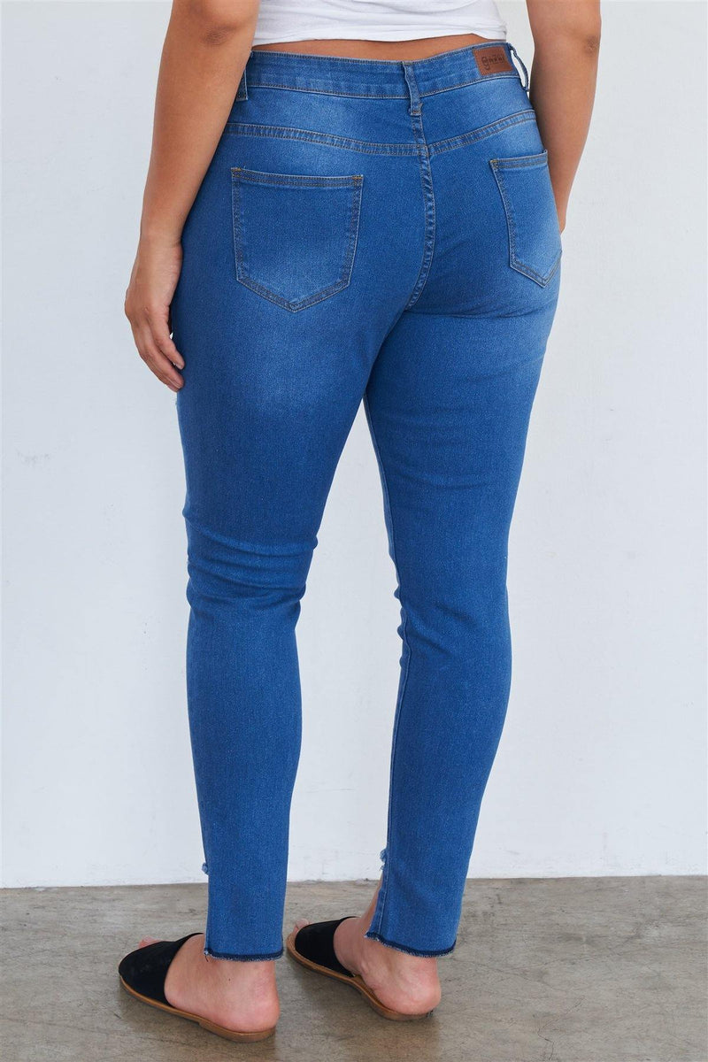 Plus Size Medium Blue Ripped Pants - AM APPAREL
