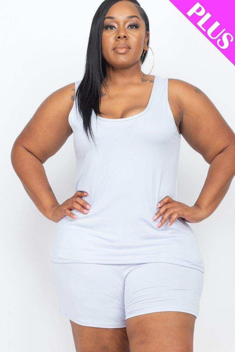Plus Size Tank Top And Shorts Set - AM APPAREL