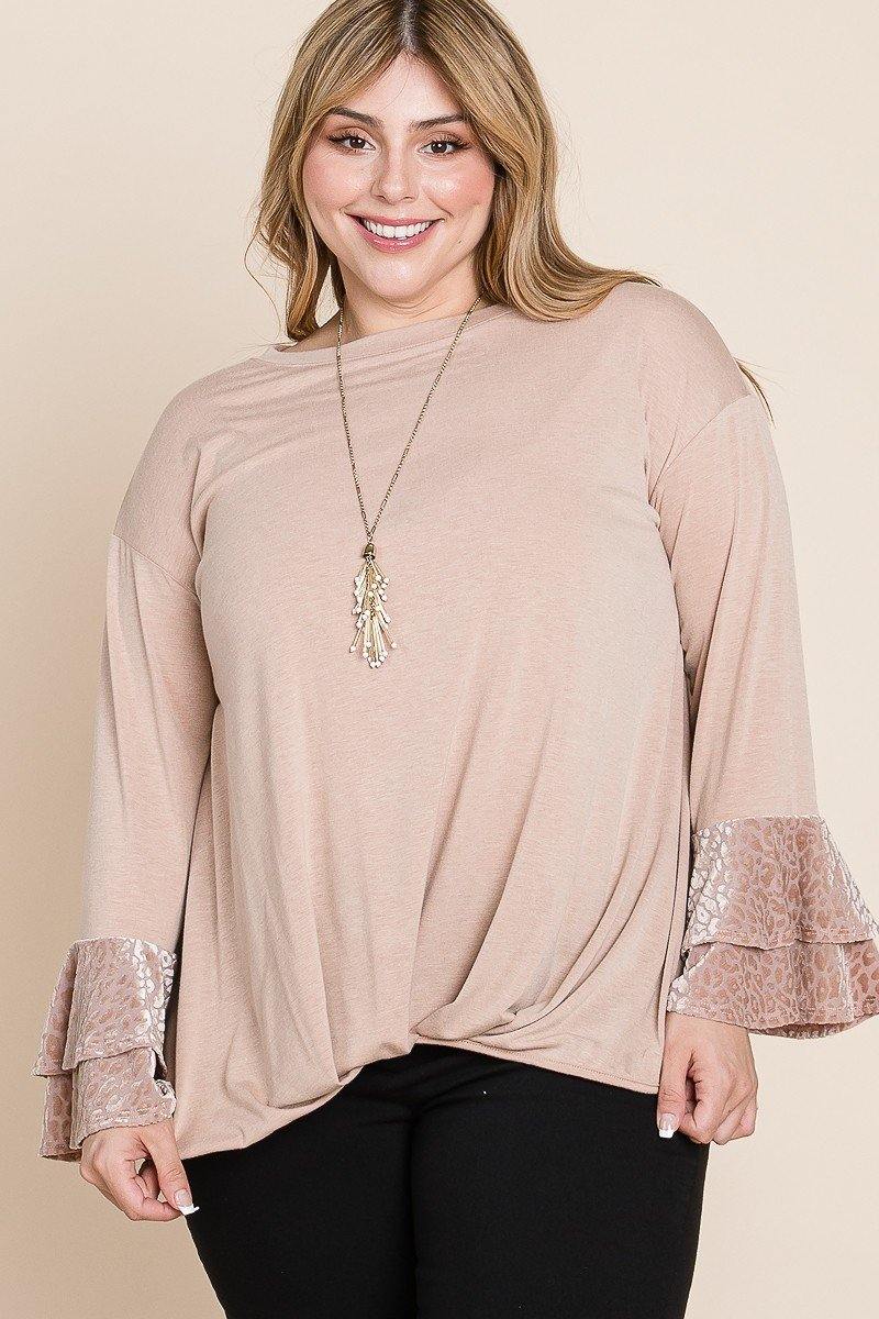 Plus Size Two Tier Solid Knit Top - AM APPAREL