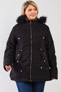Plus Size Vegan Fur Double-sided Cotton Twill Parka & Puffer Jacket - AM APPAREL