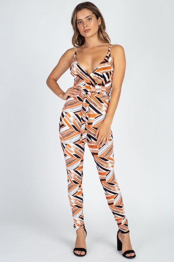 Printed Bodycon Jumpsuit - AM APPAREL