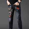 RACC Men's Flower Embroidery Slim Fit Jeans - AM APPAREL
