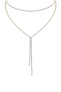 Rhinestone Simple Lariat Layer Necklace - AM APPAREL