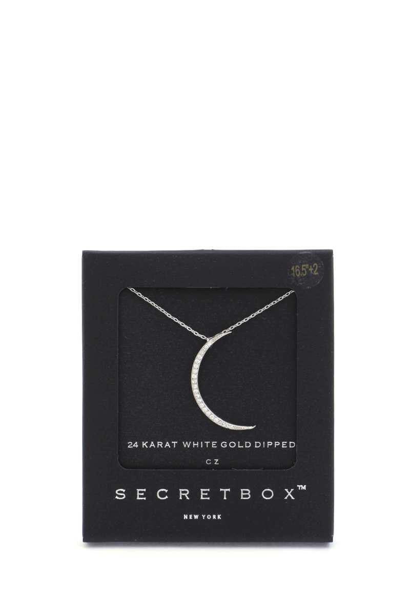 Secret Box Crescent Moon Pendant Necklace - AM APPAREL