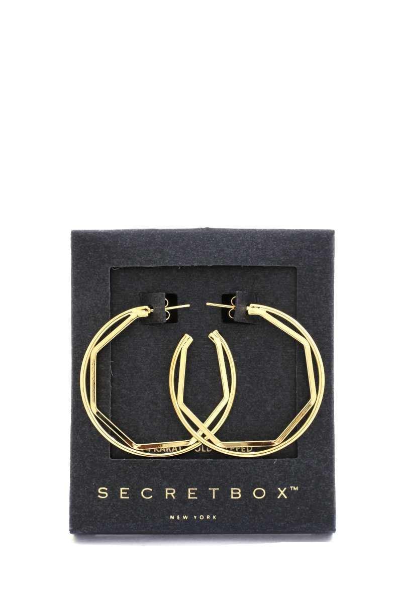 Secret Box Hexagon Shape Open Circle Earring - AM APPAREL