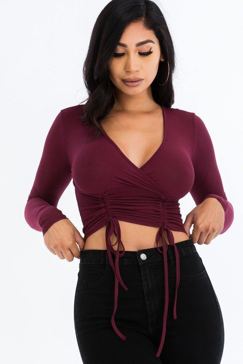 Shirred Cropped Top - AM APPAREL